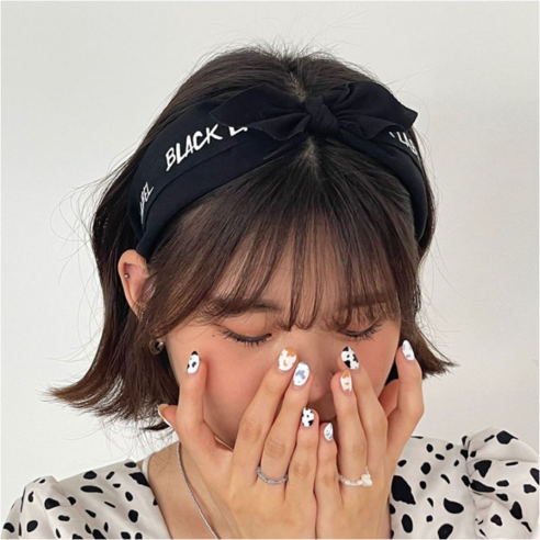 Black Label Lettering Headband .블랙라벨 레터링 머리띠